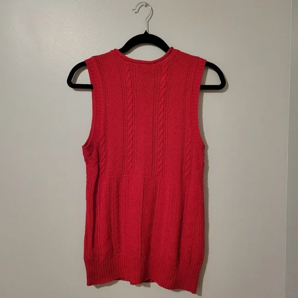 Ralph Lauren Red Cable Knit Linen Cotton Preppy Sweater Vest. Size M - Picture 3 of 6